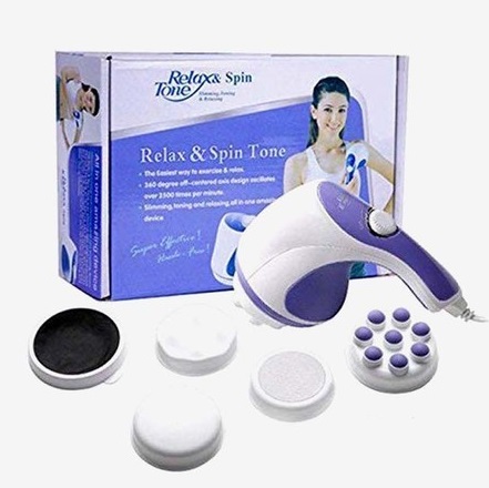 Relax Tone Spin Body Massager With 5 Headers Relax Spin Tone Slimming Lose Weight Burn Fat Full Body Massage Device
